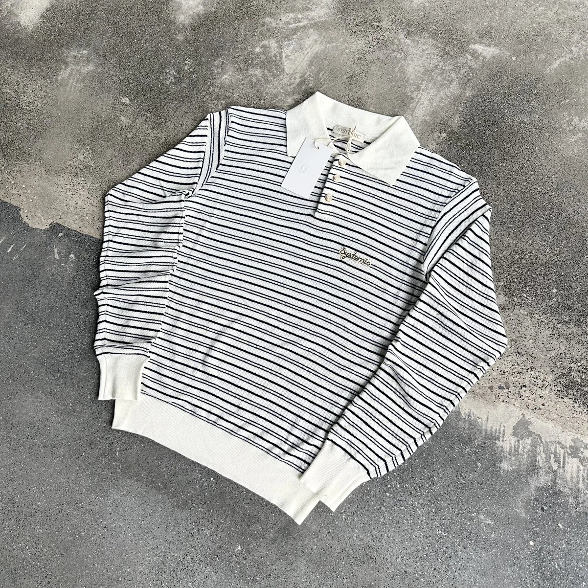 Y-SY striped polo neck knit sweater