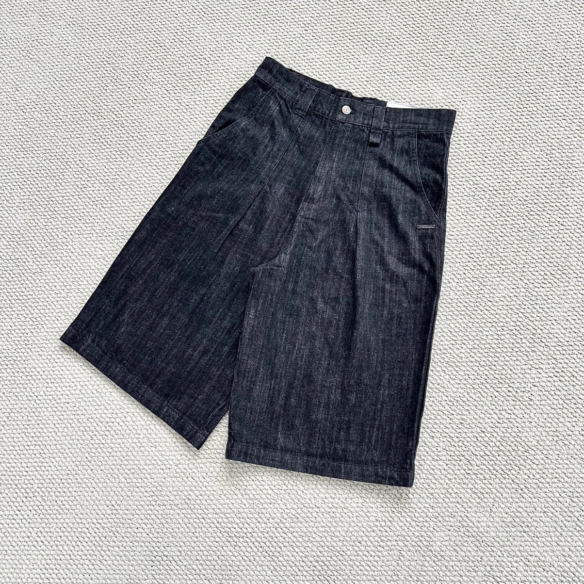Y-RV black custom denim shorts