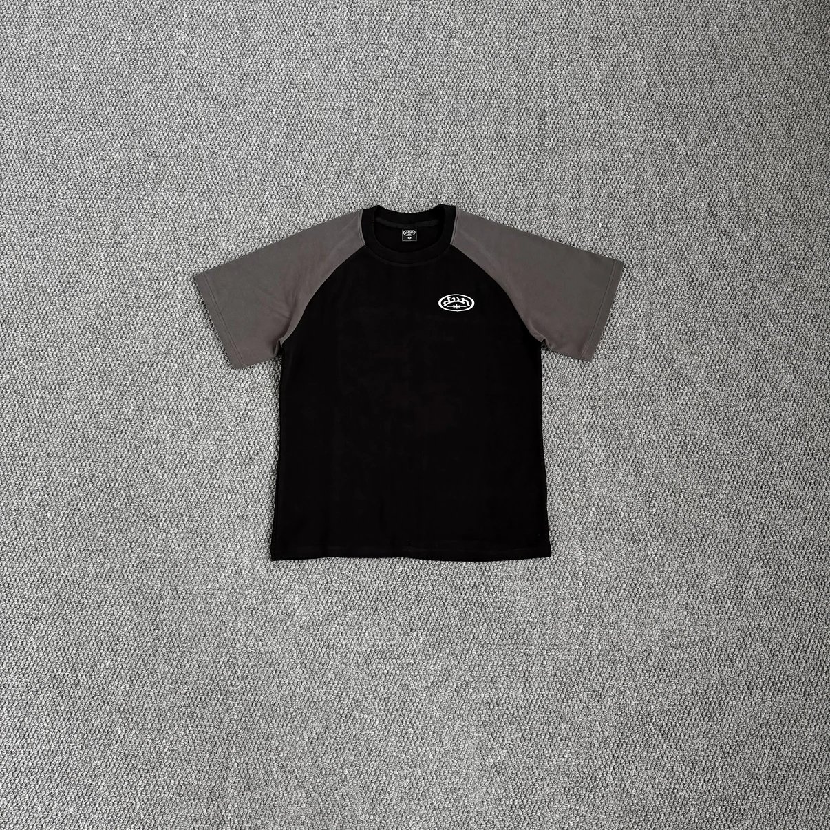 Q-DD Black Grey Spliced Short Sleeve T-shirt