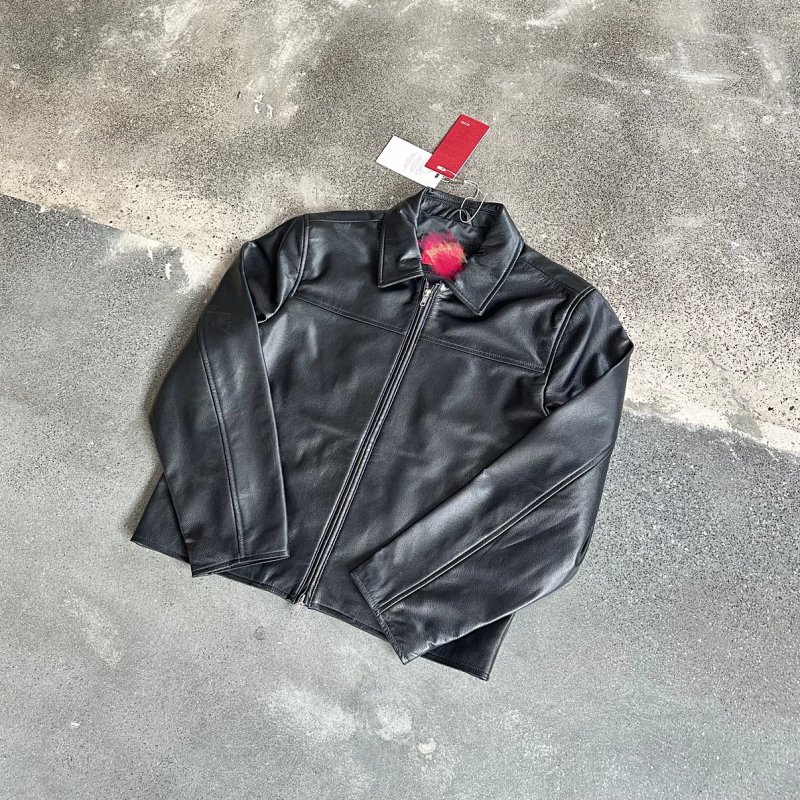 (Mutim** Cowhide Leather Jacket|Black)