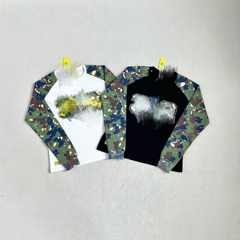 (Pro…Waffle camo crewneck long- sleeve shirt |Black Camo/White Camo)