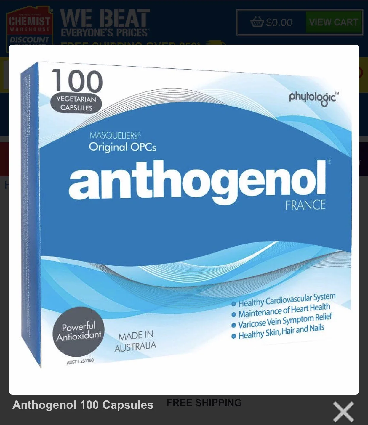 Anthogenol高浓度花青素葡萄籽精华100粒月光宝盒z小店澳洲代购直邮