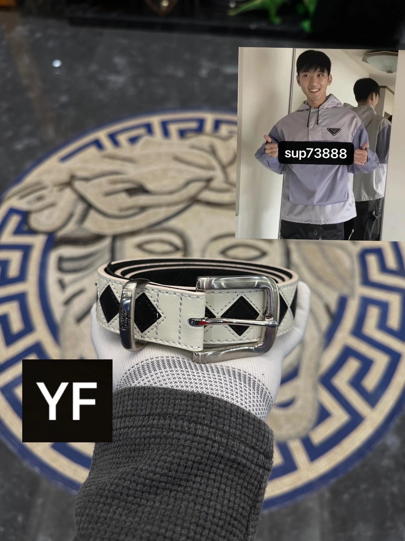 现货 Stussy 22s 撞色格纹皮带 黑白格 腰带 皮带配件