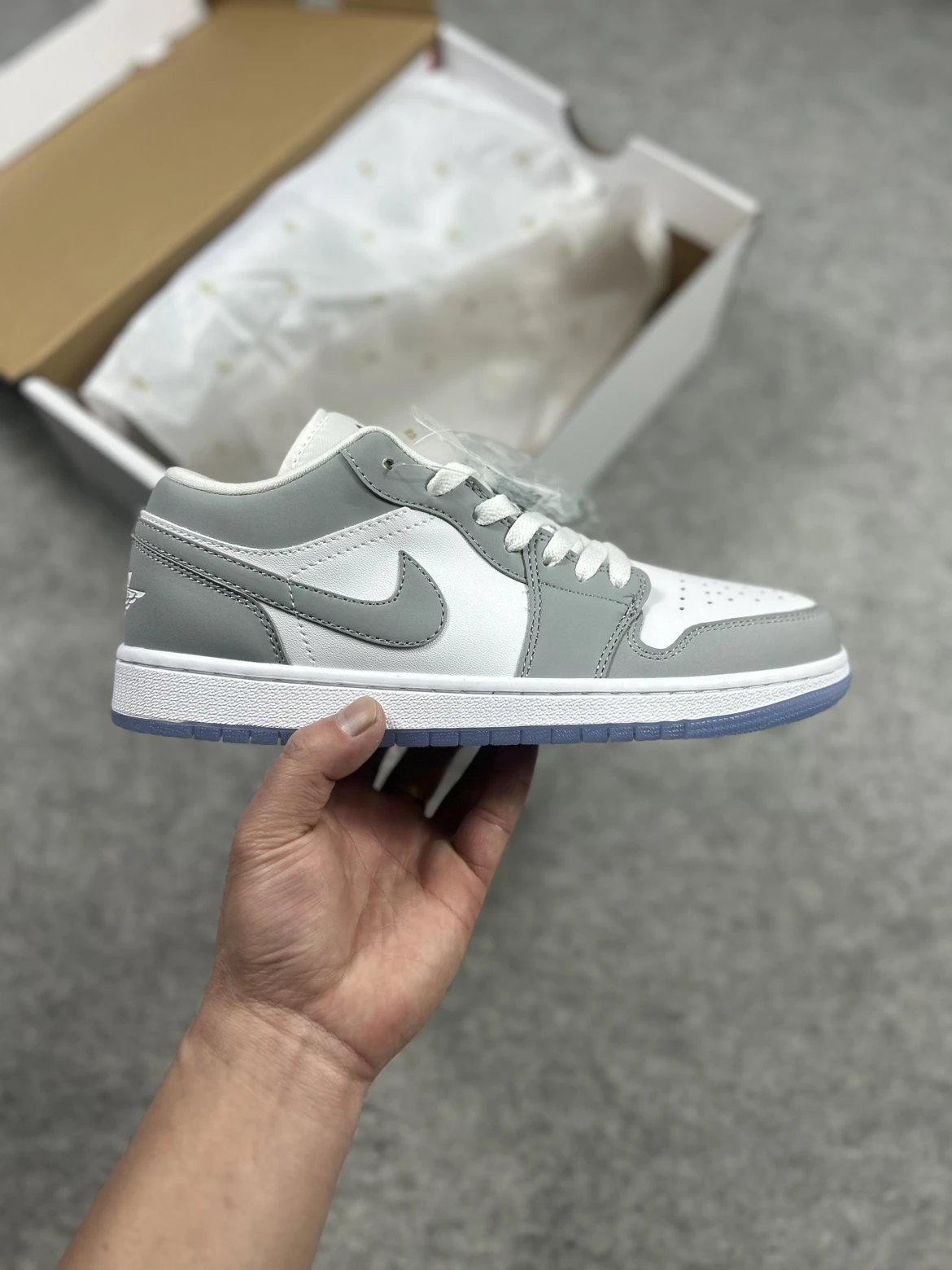 Air Jordan 1 Low Retro Basketball Shoe Grey White
