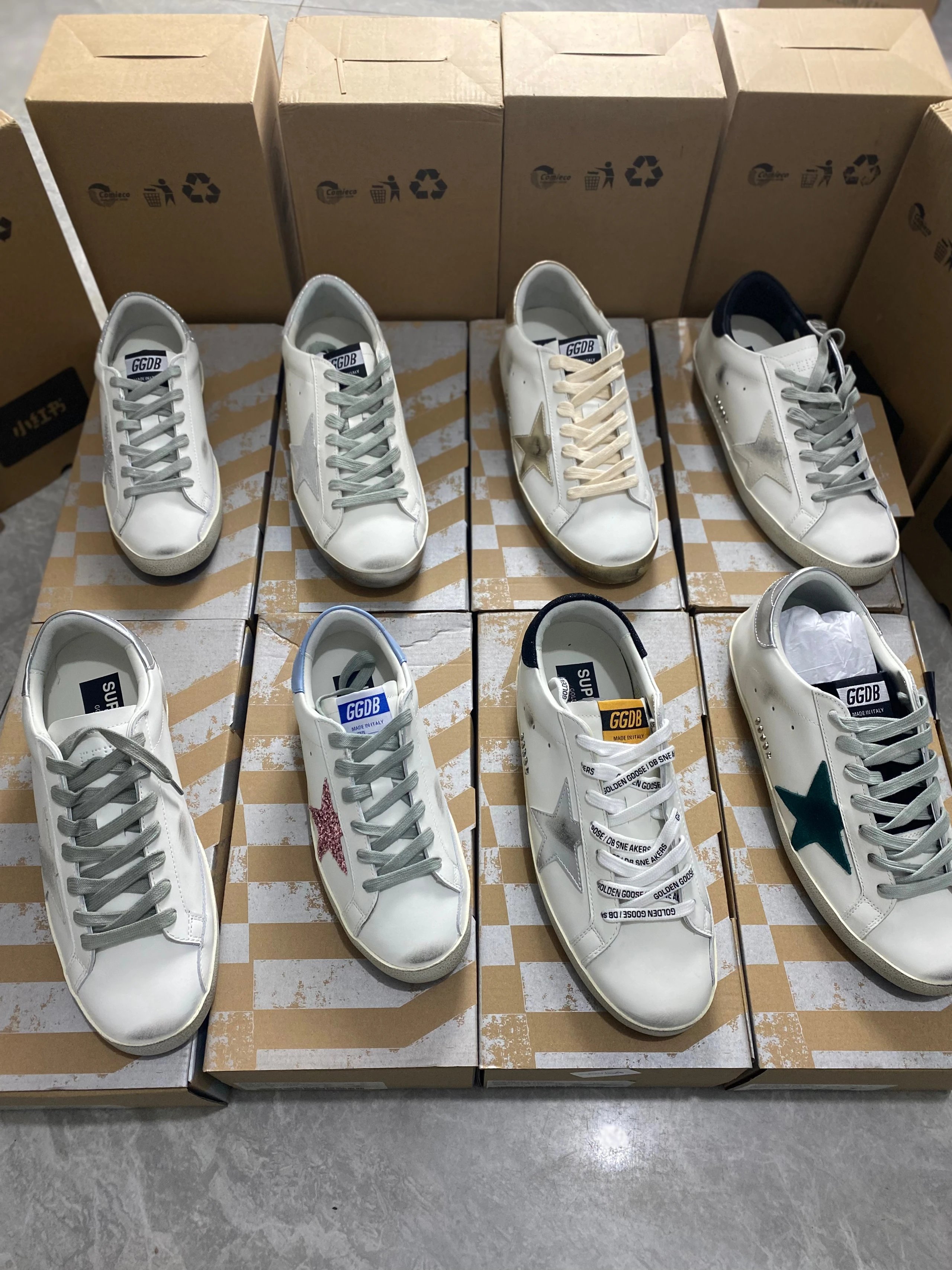 TOP Version Golden Goose Super-Star Distressed Retro Sneakers with 4cm Hidden Wedge