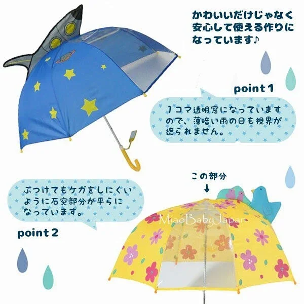 日本3d立体儿童伞前测透明可视长柄45cm 附姓名牌 日本3d立体儿童伞前测透明可视长柄45cm 附姓名牌