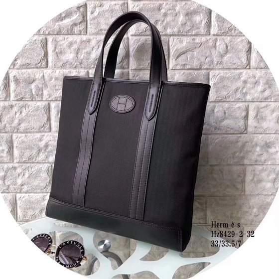 HERMÈS/爱马仕新款男包时尚帆布购物袋单肩手提包休闲商务公文包电脑包托特包
