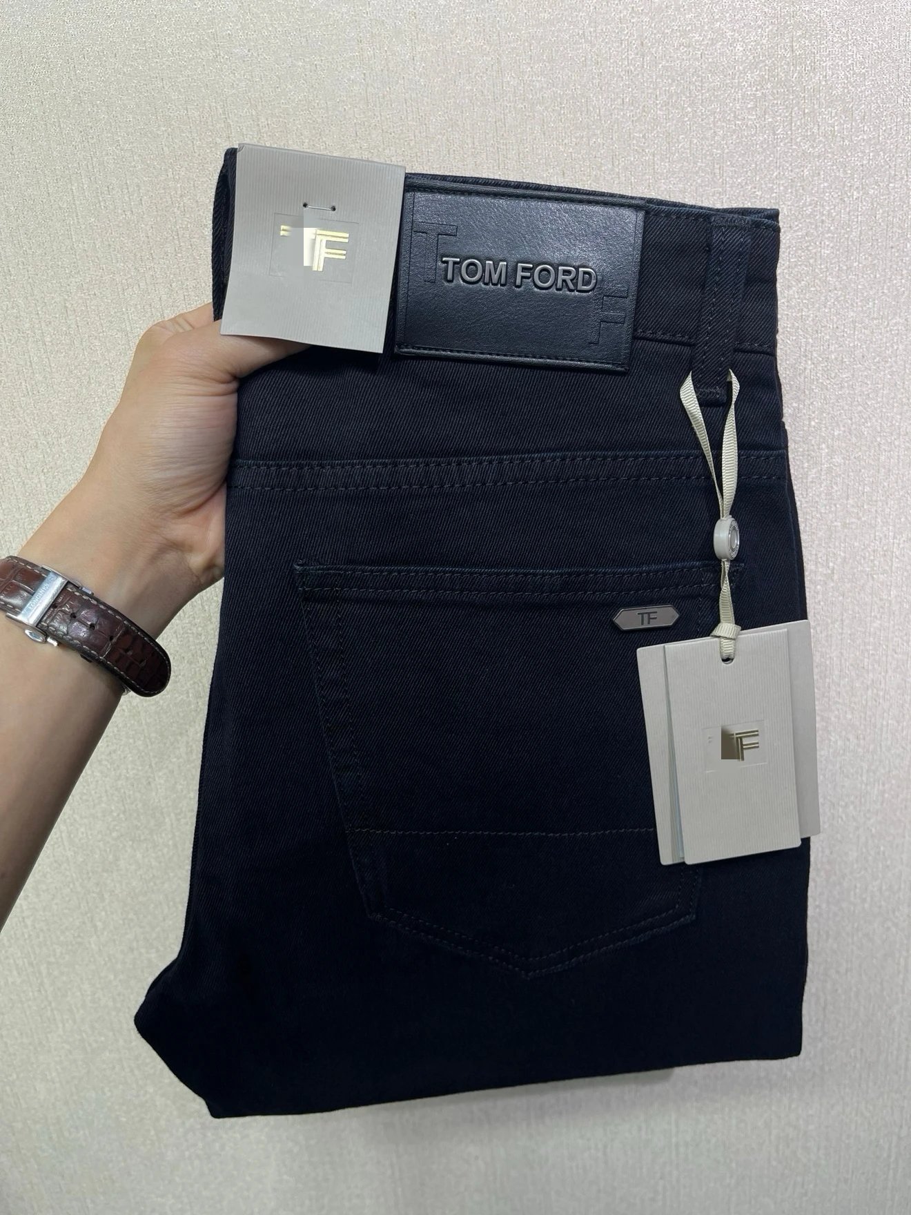 Ford Jeans 2025 Fall/Winter New Collection, Pure Black Business Straight Leg Fit, Autumn Weight Genuine Top-Grain Leather Label!