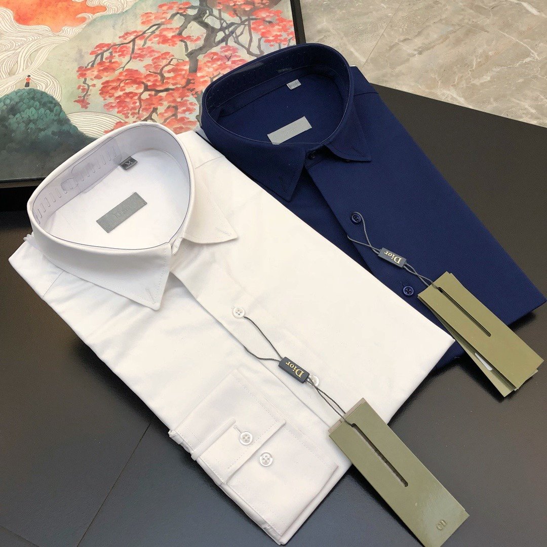 CD Little Bee Shirt Men's Long Sleeve Shirt 2023 Spring and Autumn New High Count Ironless Poplin Slimming Style Business Remarks Color Maximum 200 Interior Wear
