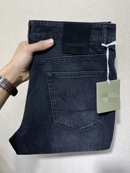 thumbnail for Ford Men's Business Slim Small Straight Jeans 2025 Spring/Summer New Trend Creative Matte Top Layer Black Cowhide Label! Modal Super Soft Denim Wash Denim High quality three standards have 42