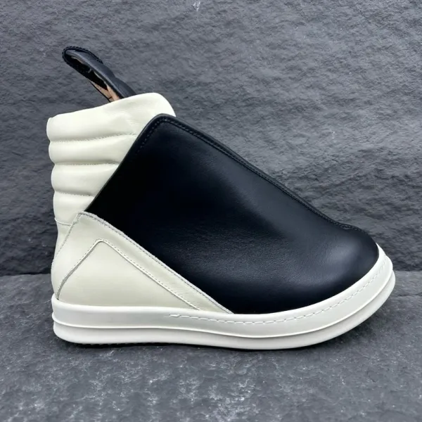 Design Slip-On High-Top Sneaker in Black and Off-White - 1