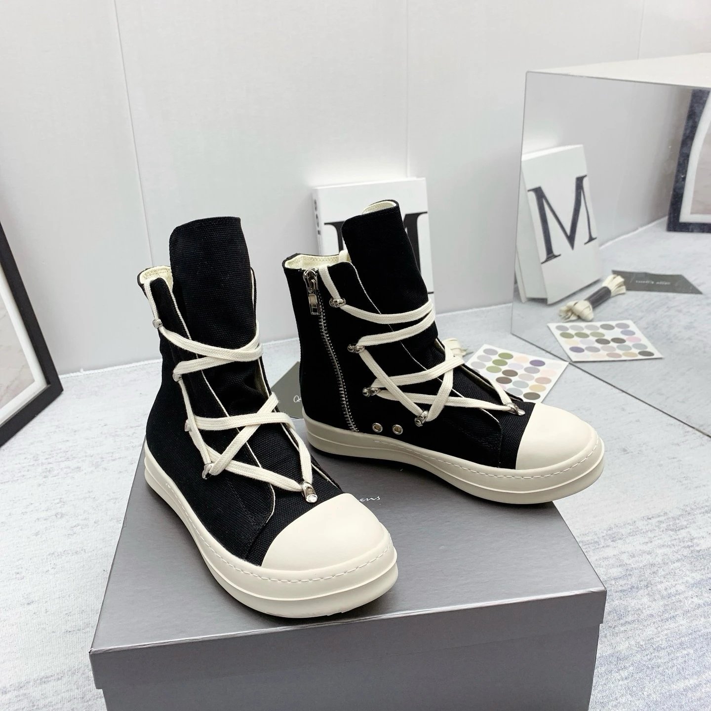 Rick Owens DRKSHDW Ramones High-Top Sneakers Black / White