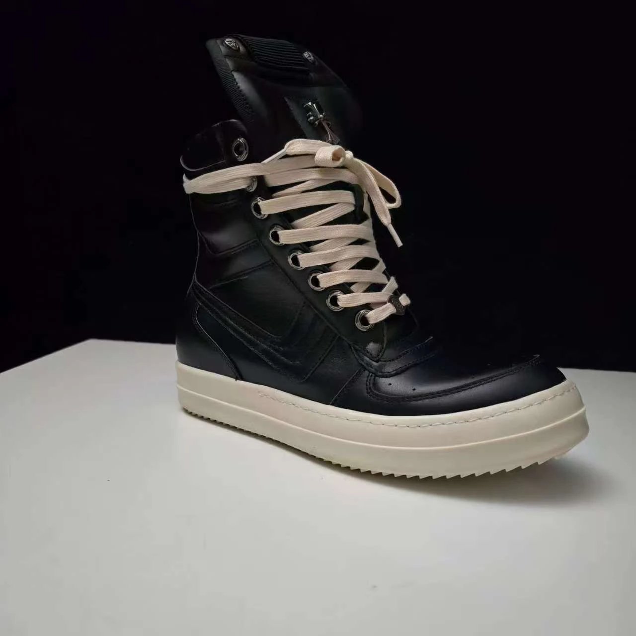 High Top Sneakers Black And White Contrast Panel Street Style