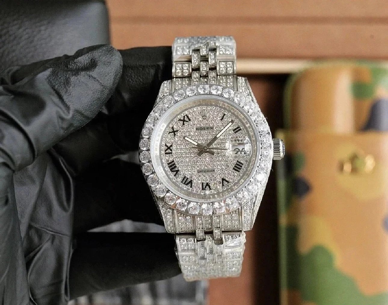 Rolex Datejust Rose Gold Diamond Paved Luxury Watch