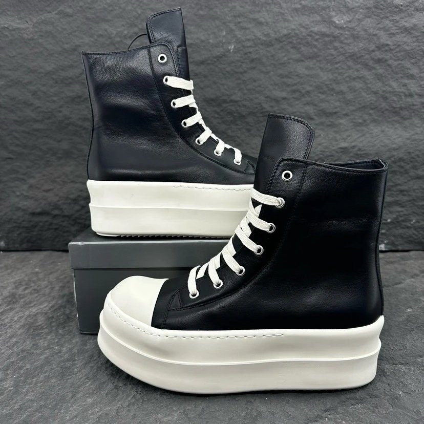 Rick Owens DRKSHDW Ramones High-Top Platform Boots Black / White