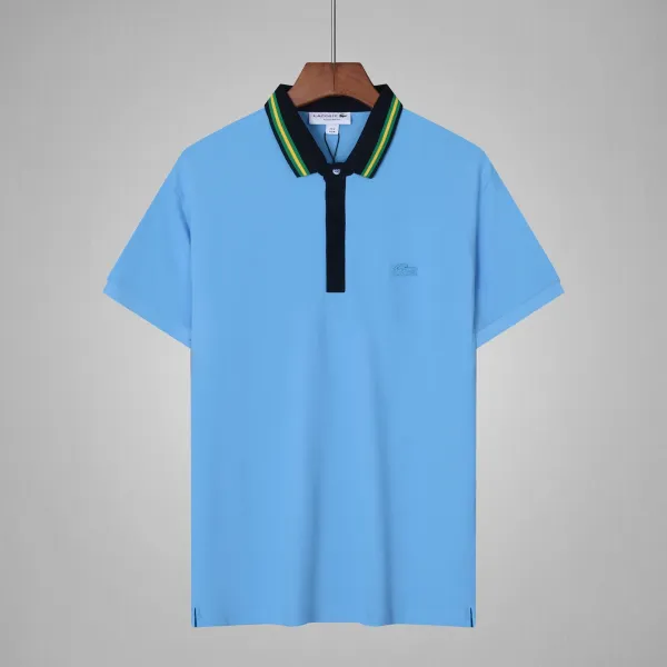 Lacoste Classic Polo Shirt Sky Blue with Contrast Collar - 1