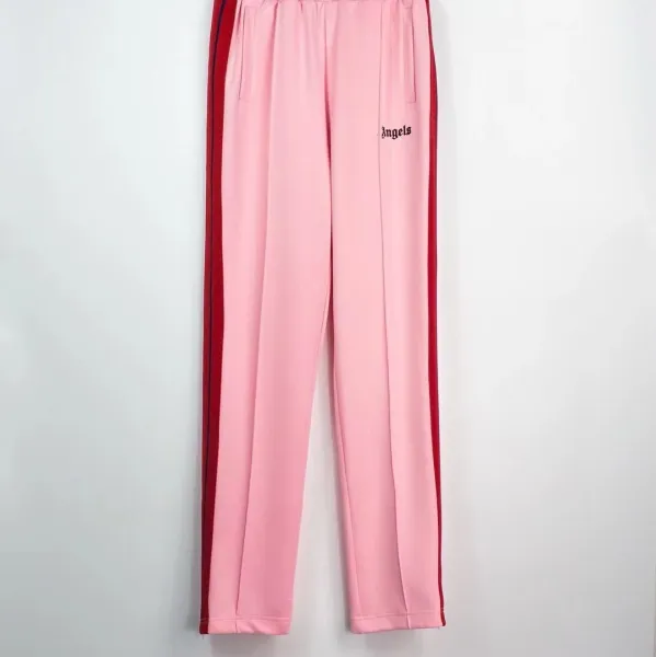 Palace Angels Pink Track Pants with Red Side Stripes - 1