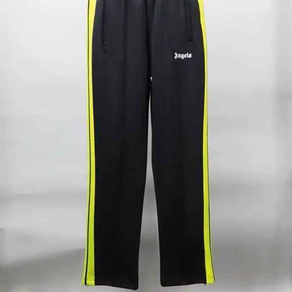 Palm Angels Track Pants Black with Neon Yellow Stripes Sweatpants - 1
