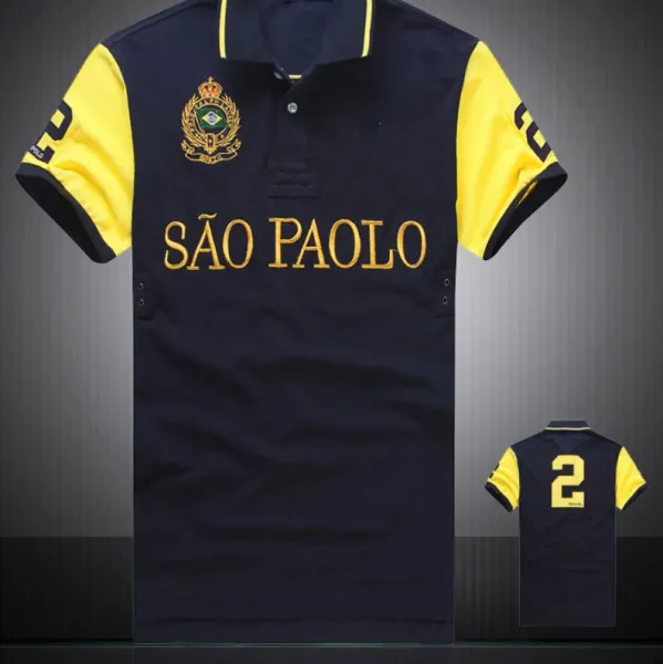 Ralph Lauren Polo São Paulo Navy and Yellow Embroidered Polo - 1