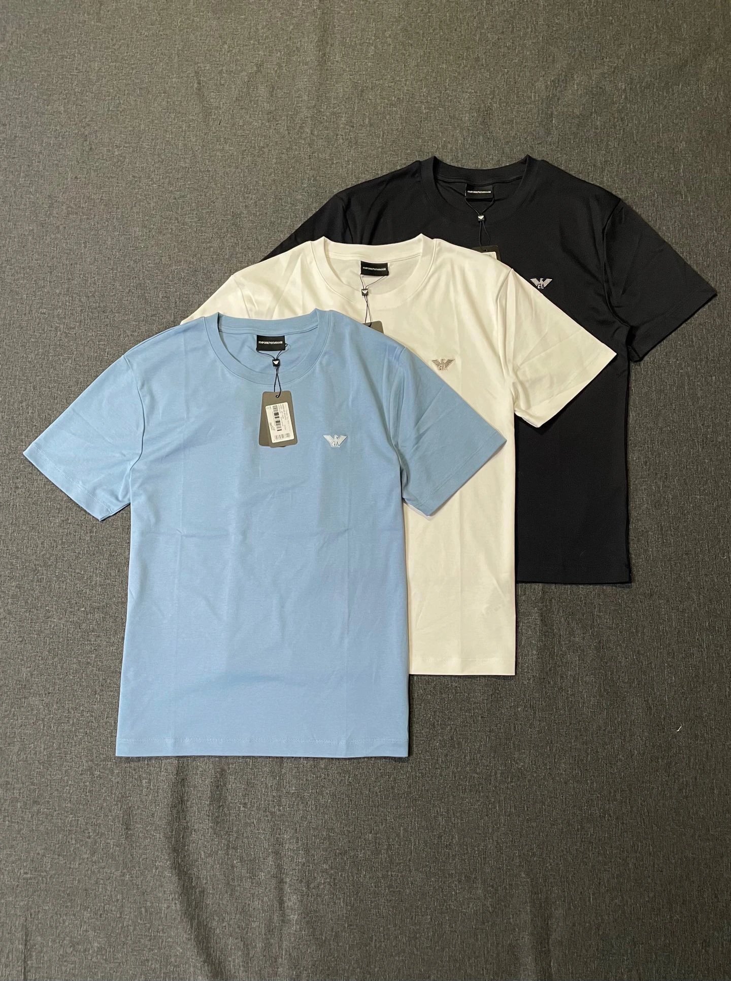 Free shipping 2026 summer new Armani AJ men's round neck pure cotton short sleeved T-shirt logo embroidery men's pure cotton T-shirt cotton plain knitted fabric casual versatile half sleeved shirt men's style