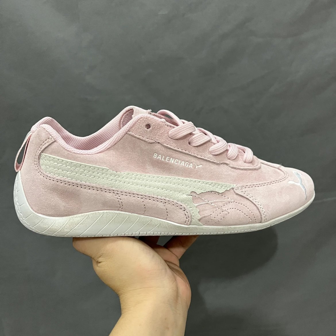 PUMA/彪马 x Balenciaga巴黎世家 Speedcat 系列 薄底鞋 牛皮绒面革 圆头做旧磨损 低帮 生活休闲鞋 男女同款 休闲鞋 板鞋 运动鞋