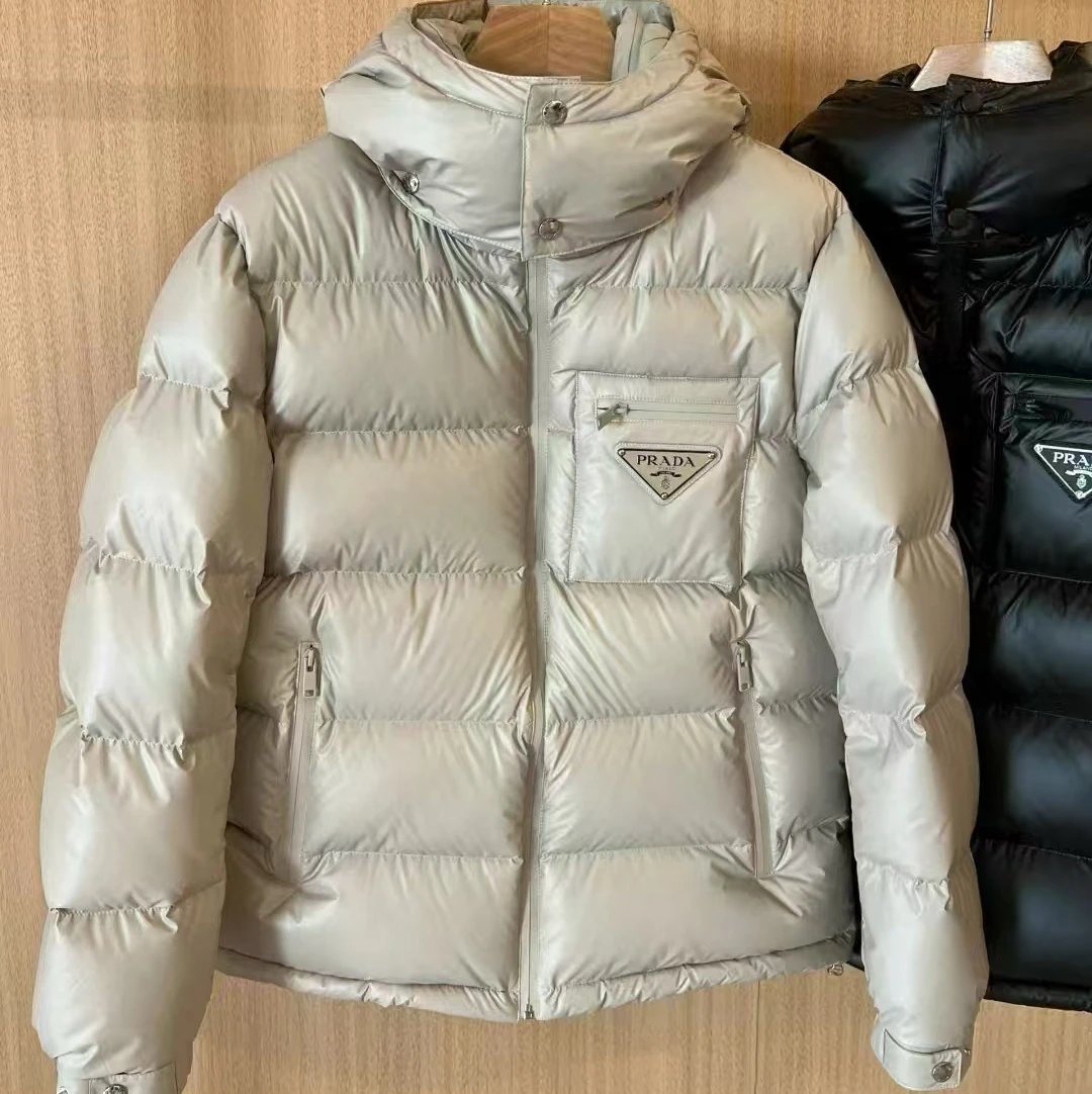 Prada Re-Nylon hooded cropped down jacket