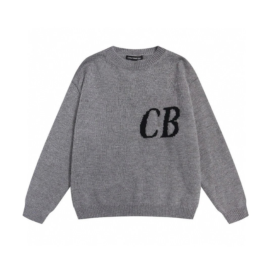 Cole Buxton, CB letter jacquard crew neck knit sweater - rep swetry