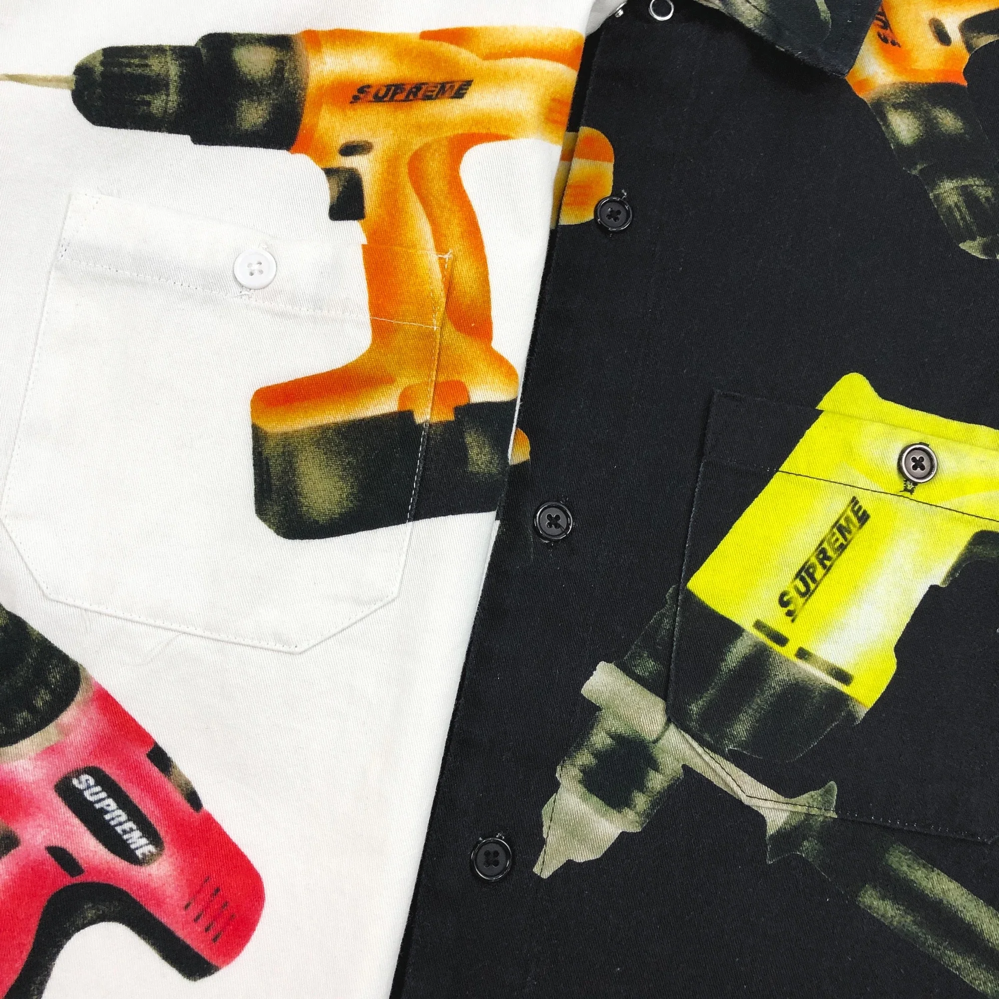 Supreme 19SS Drills Work Shirt 电钻工具潮流衬衫黑白