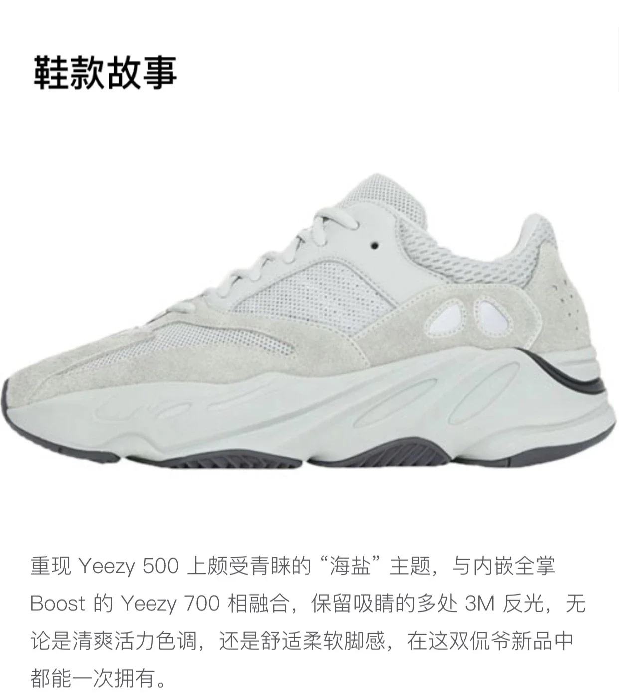 Yeezy Boost 700 Salt 海盐侃爷3M椰子复古跑步鞋老爹鞋RG7487