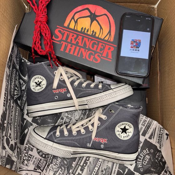 Stranger Things x Converse Chuck 70 High Top Canvas Sneakers - Gray - Style #A17933C