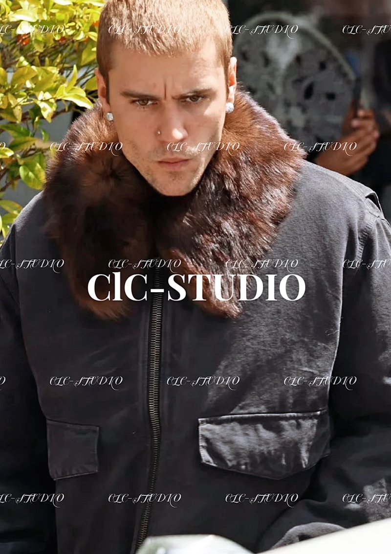 Justinbieber Prad MinkCollar Bomber