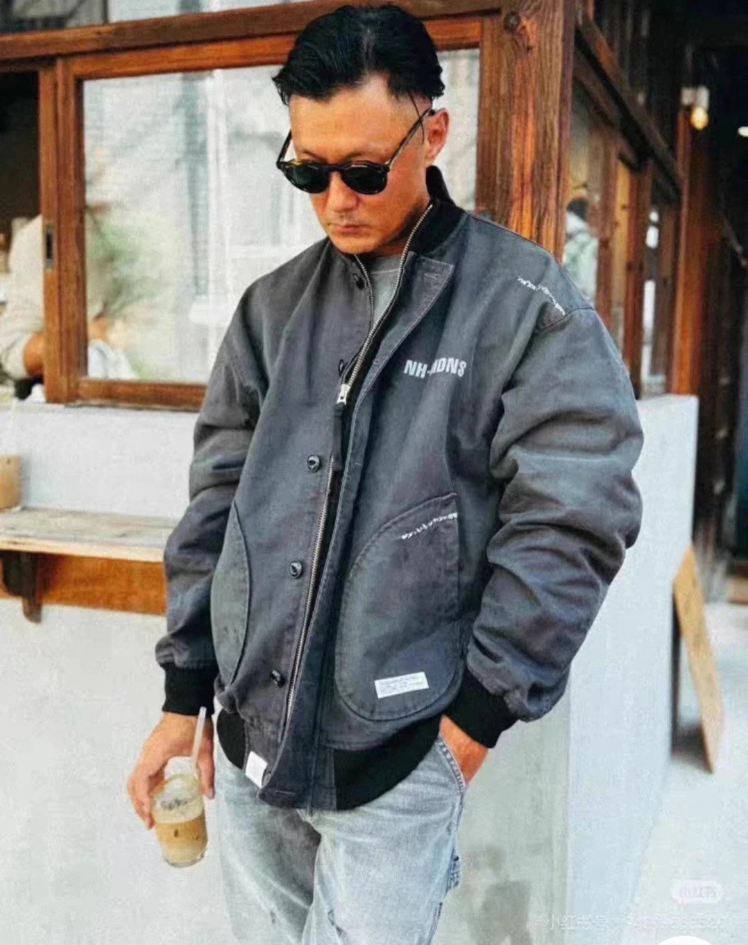 Premium NBHD MADNESS x Shawn Yue N1 Deck Jacket Washed Flight Bomber Padded Winter Coat Stand Collar