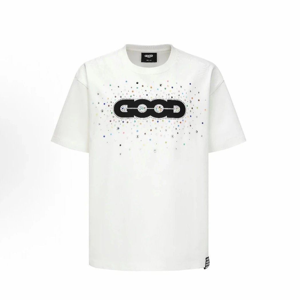 GOOD T-Shirts Rhinestone Logo Graphic — white colored diamond