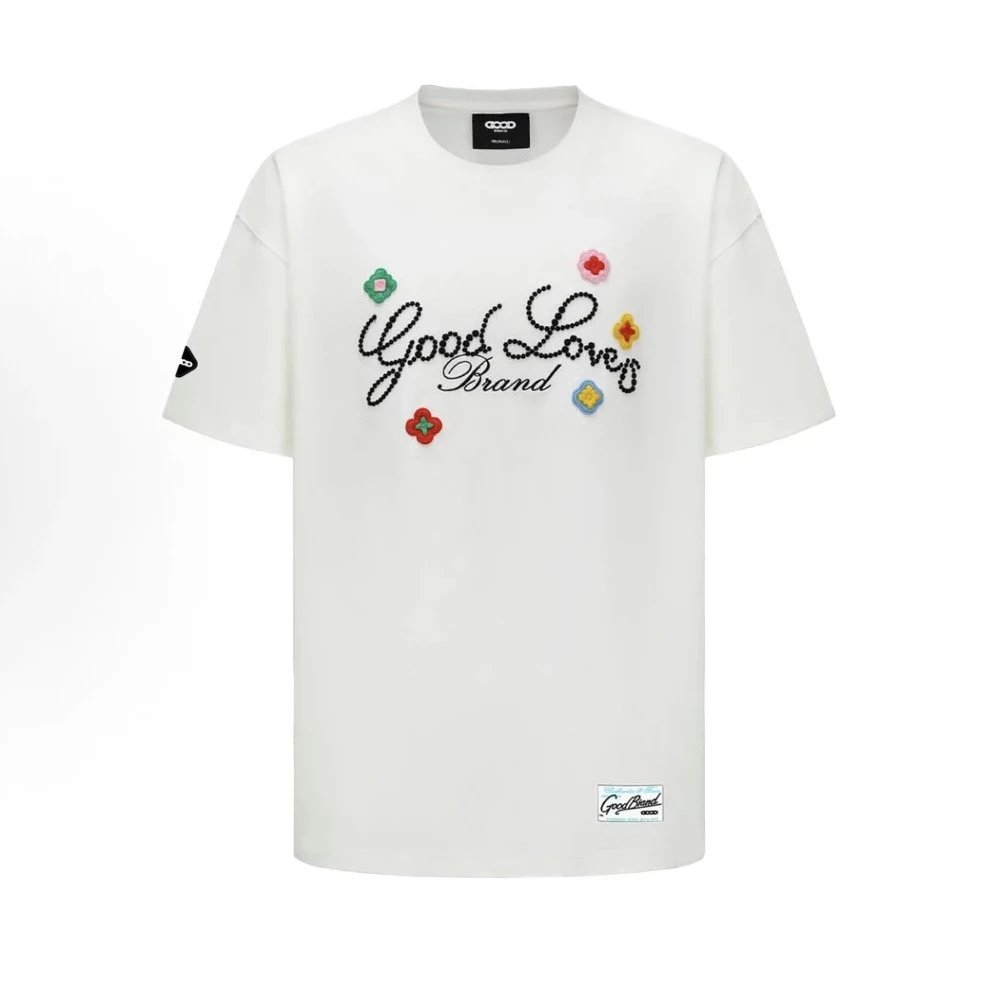 GOOD T-Shirts Rhinestone Logo Graphic — White little flower