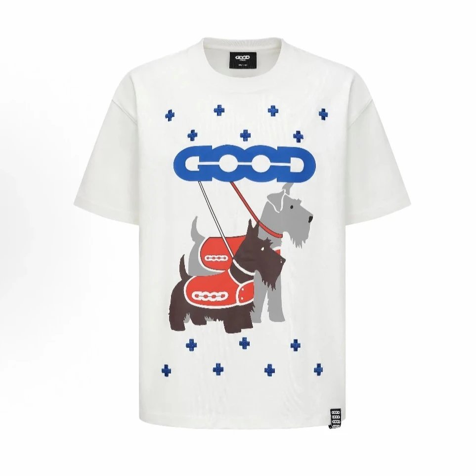 GOOD T-Shirts Rhinestone Logo Graphic — White puppy