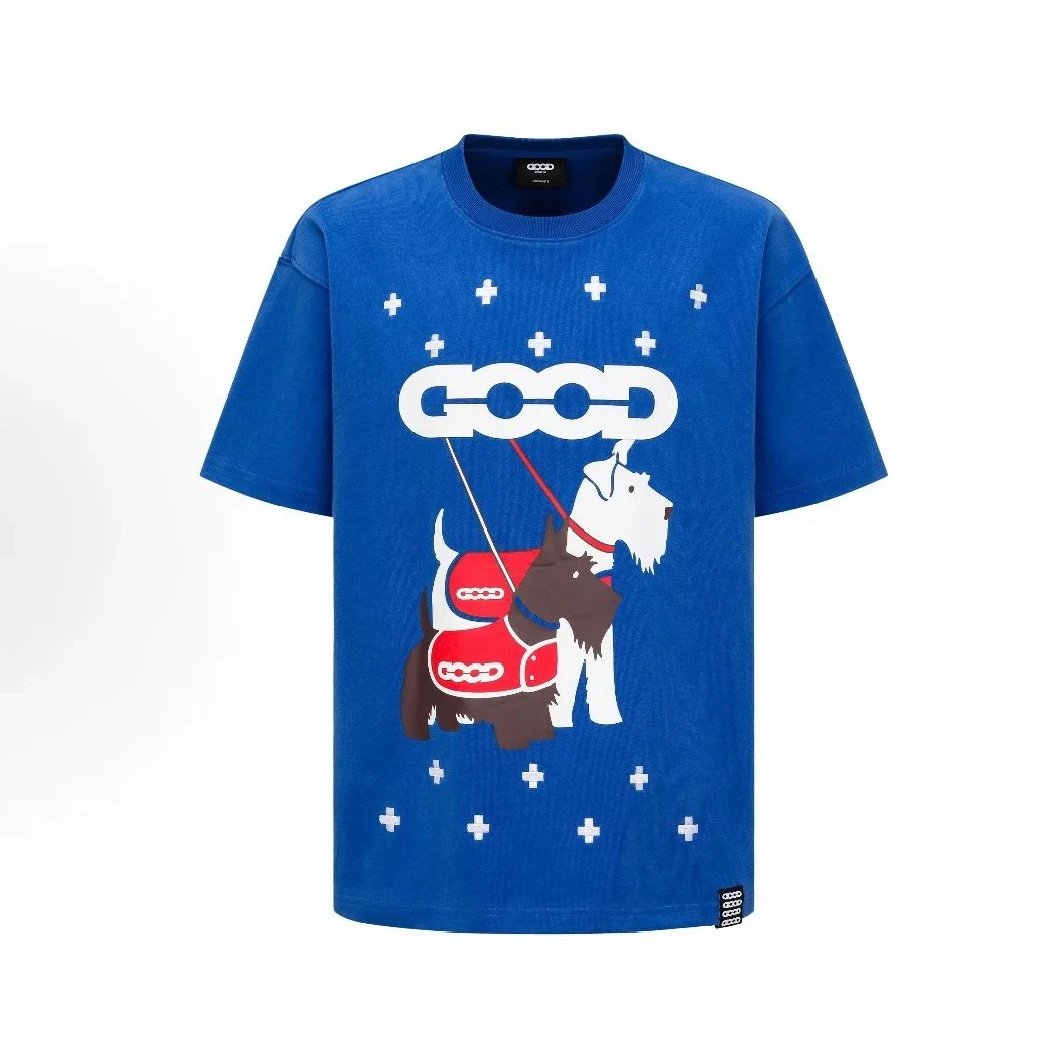 GOOD T-Shirts Rhinestone Logo Graphic — Blue puppy