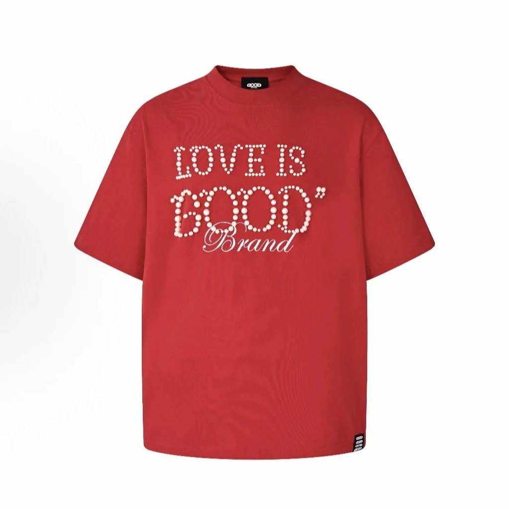 GOOD T-Shirts Rhinestone Logo Graphic — Red pearl