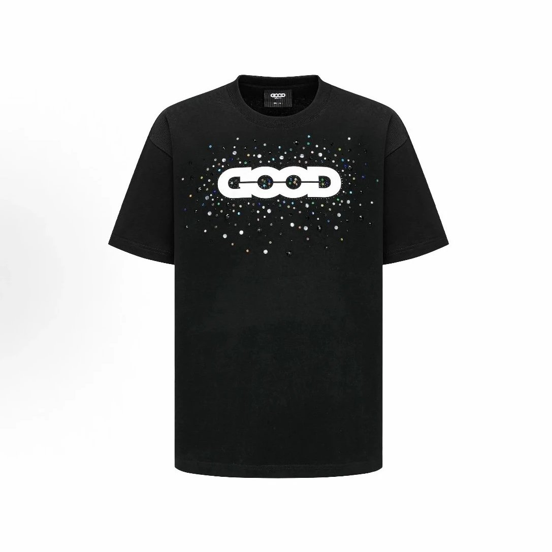 GOOD T-Shirts Rhinestone Logo Graphic — Black colored diamond