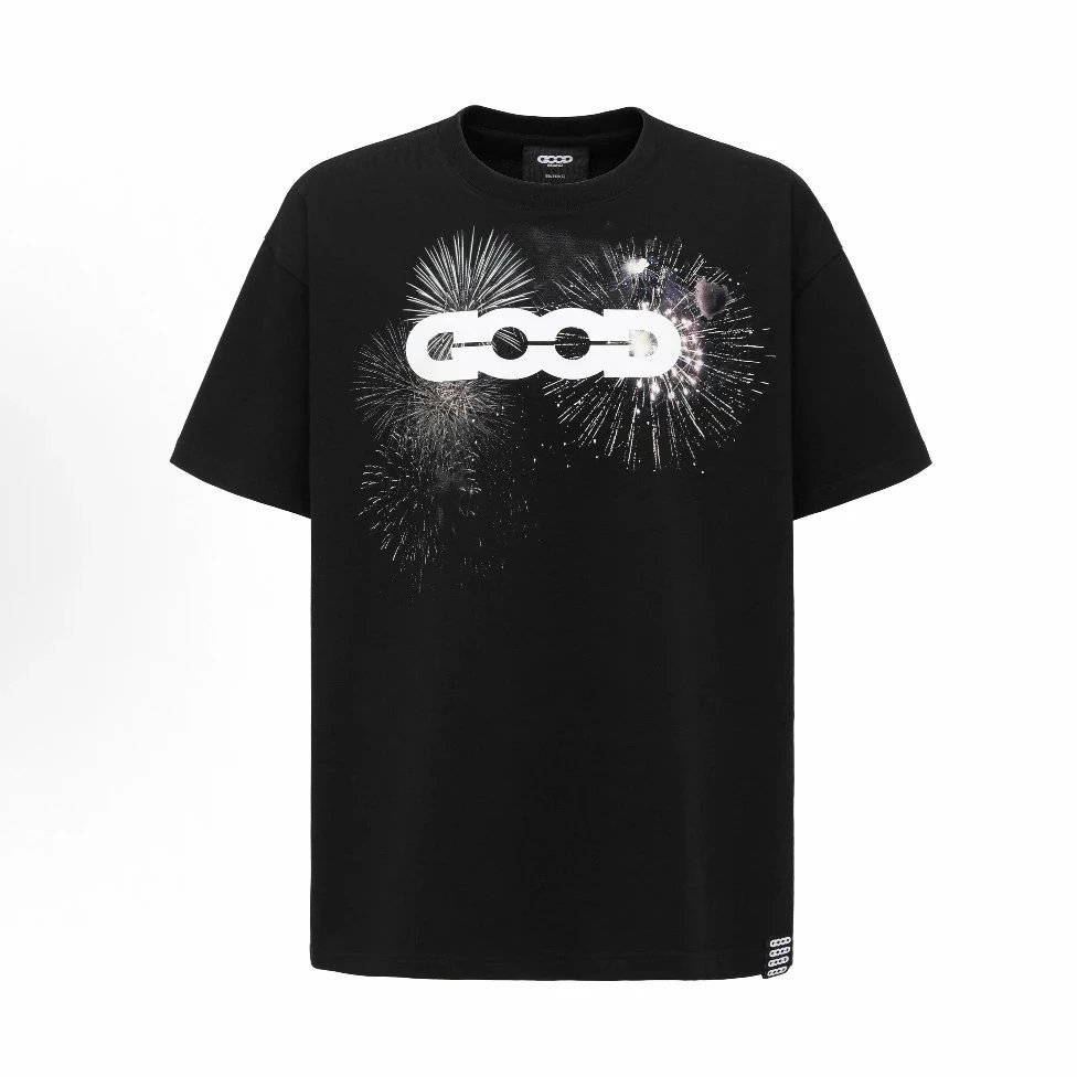 GOOD T-Shirts Rhinestone Logo Graphic — black fireworks