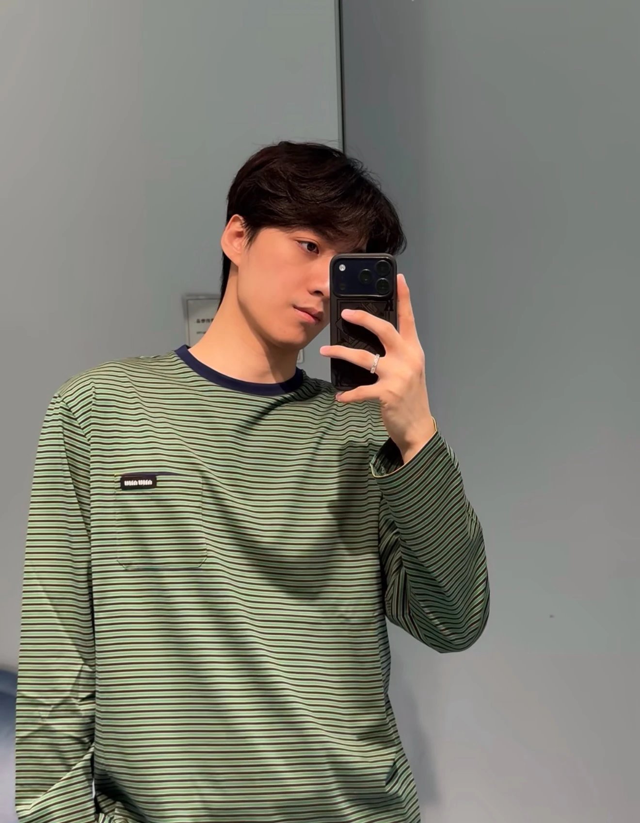 New Welfare 26ss, New Miu, Early Autumn, New Green Striped Long Sleeve/Ningbo Merchant OEM Product/Selling for over 150+on the outside for disassembly and development