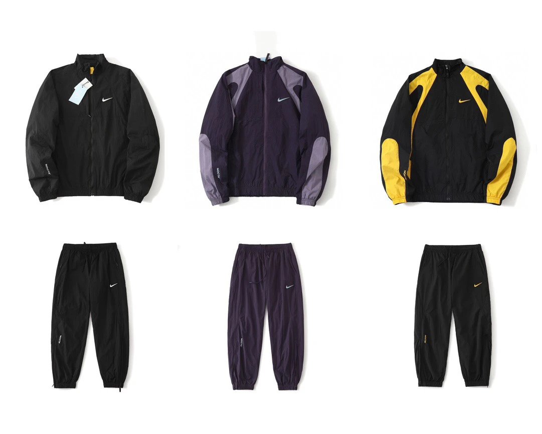 Nike Black and Purple Track Jacket and Pants Set