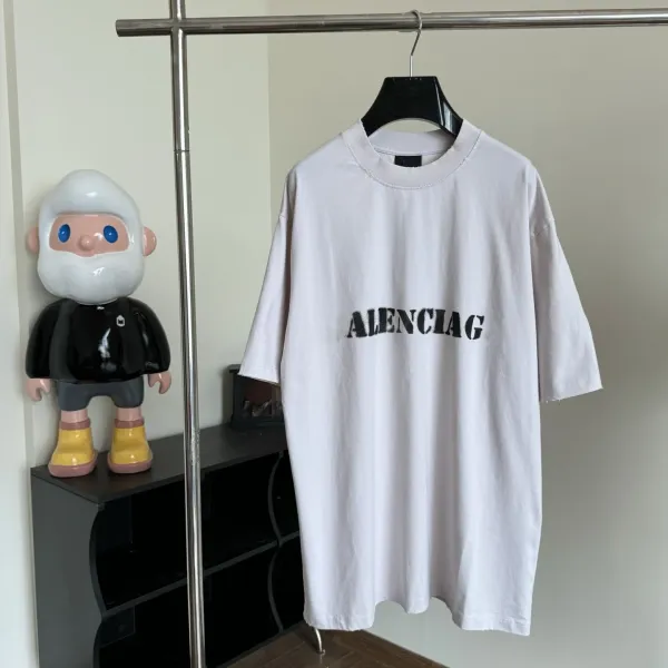 Balenciaga Logo Print Oversized T-Shirt White - 1