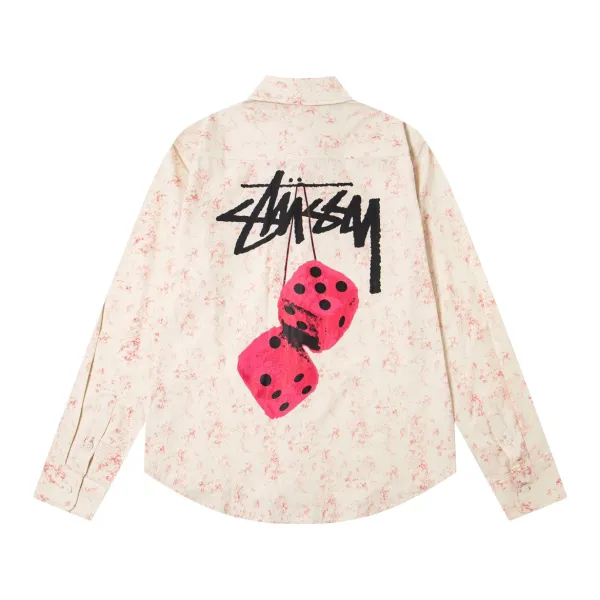 Stüssy Dice Print Shirt Beige Pink Shirt - 16