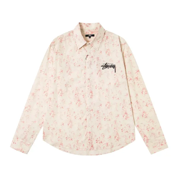 Stüssy Dice Print Shirt Beige Pink Shirt - 14
