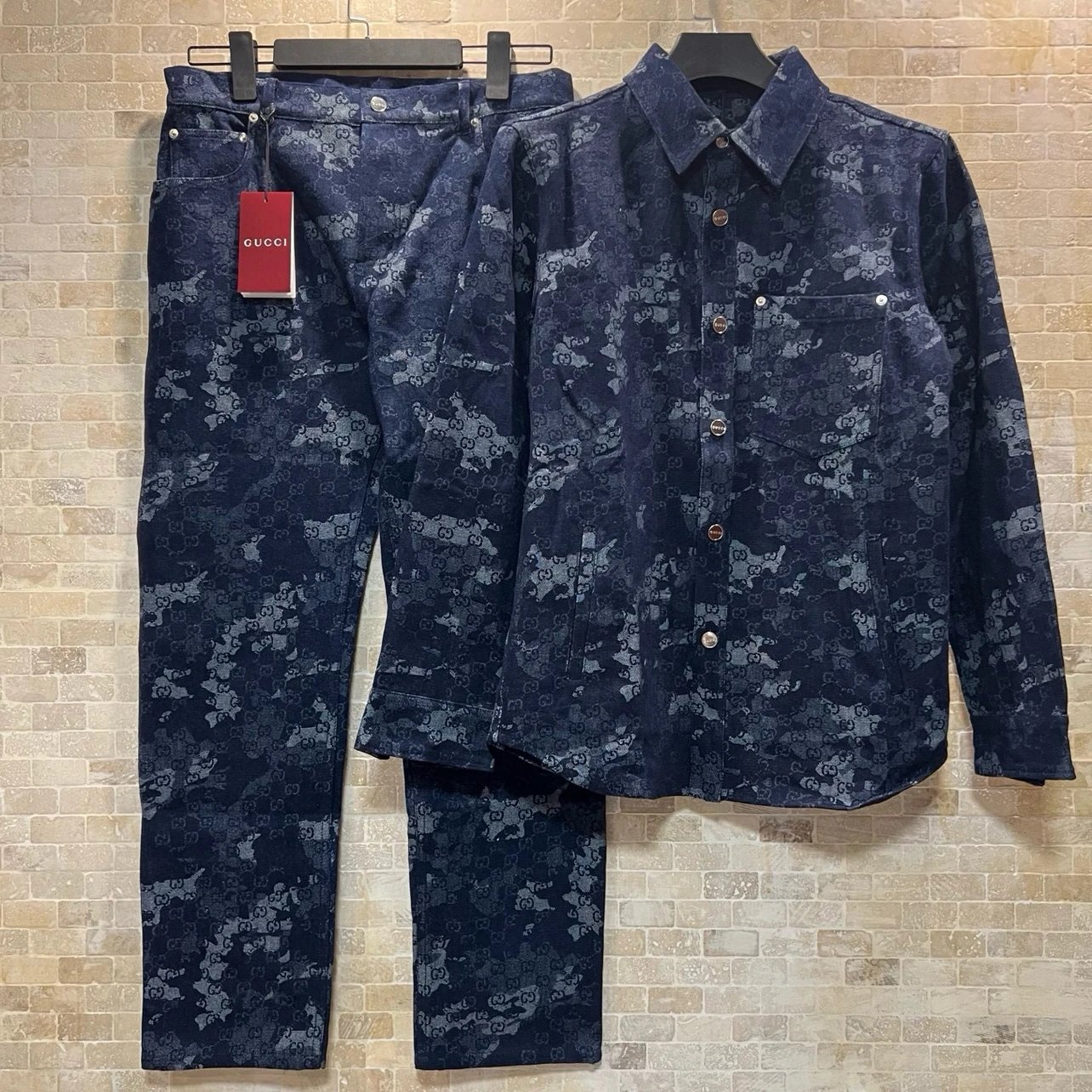 All-Over Gradient Jacquard Denim Set