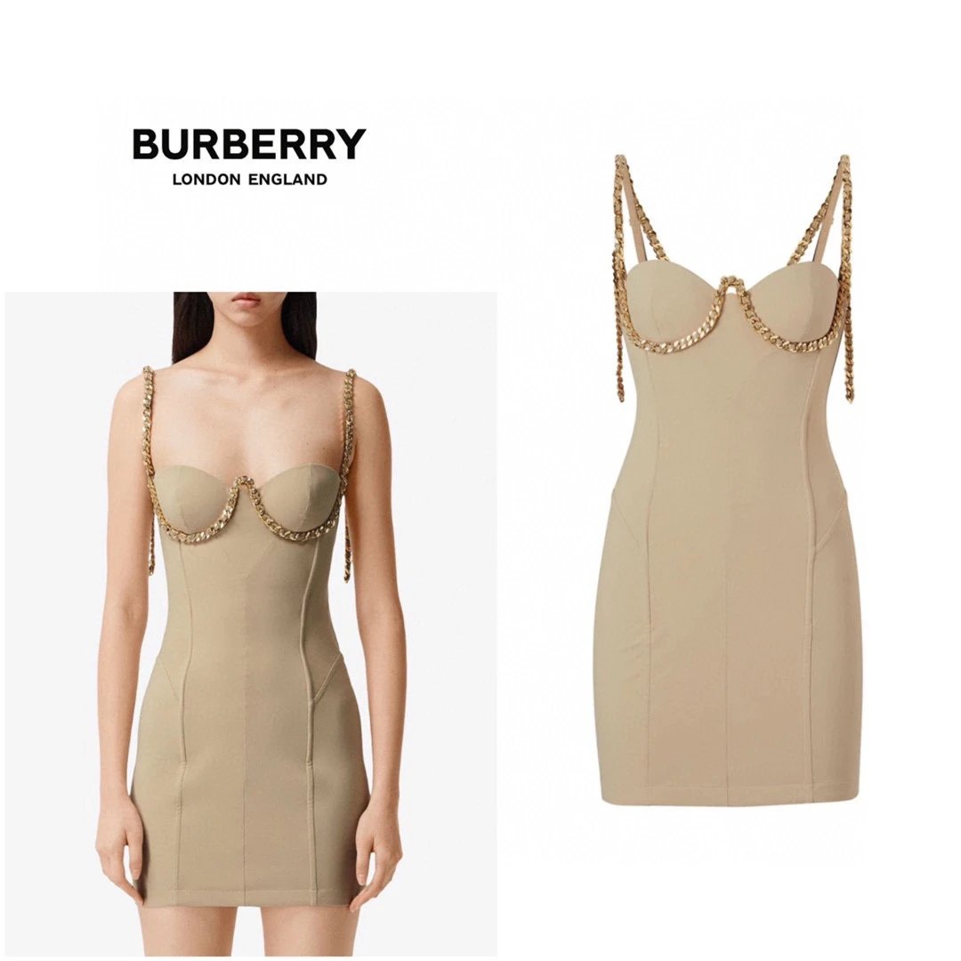 Burberry Beige Chain Detail Mini Dress