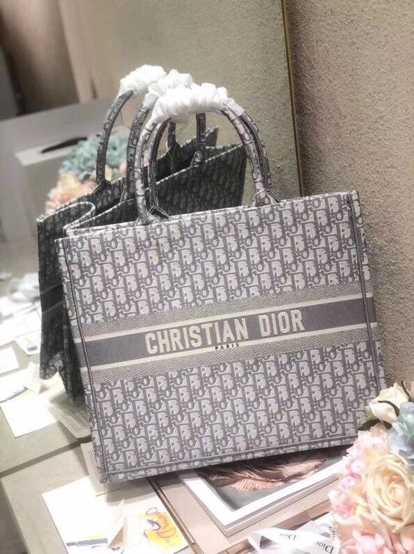 新款mini book tote迷你浅灰色刺绣老花购物袋字母标志性的oblique女手提包帆布包大号托特包 5