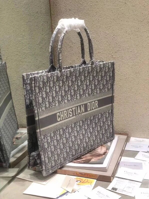 新款mini book tote迷你浅灰色刺绣老花购物袋字母标志性的oblique女手提包帆布包大号托特包 3