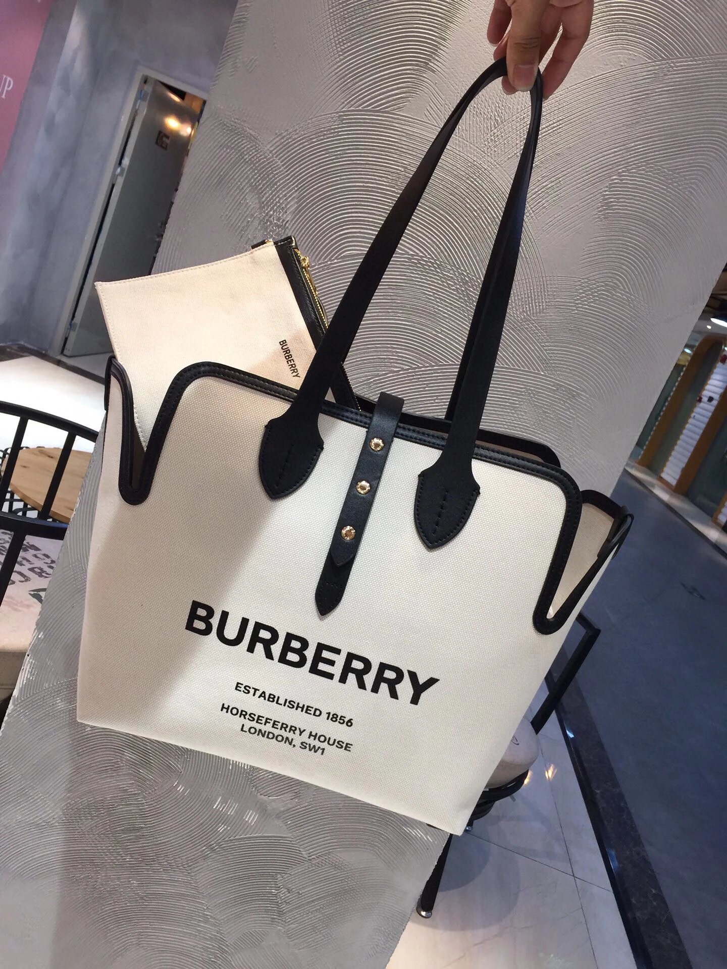 BURBERRY巴宝莉帆布购物袋B家原单The Belt 贝尔特包子母包女士大容量单肩包女包80103411