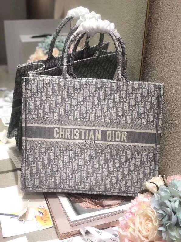 新款mini book tote迷你浅灰色刺绣老花购物袋字母标志性的oblique女手提包帆布包大号托特包 6